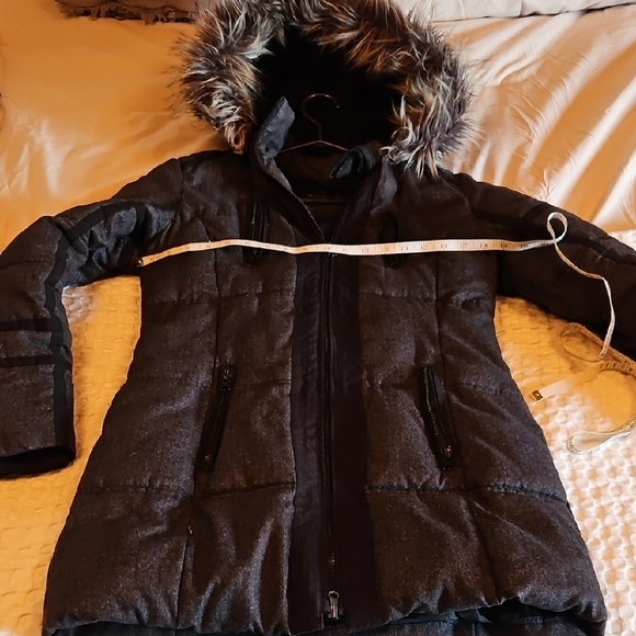 Buffalo David Bitton Jackets & Blazers - Women's Buffalo Gray Fur-Trimmed Hooded Jacket Size Small